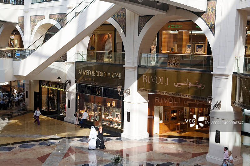 阿联酋购物中心迪拜购物中心中庭珠宝店图片素材