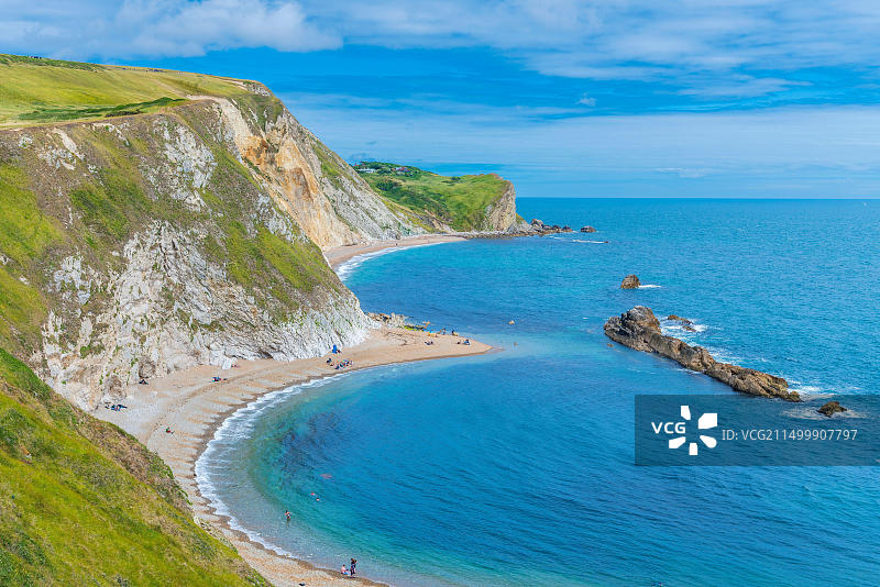 英国多塞特郡西卢尔沃思的圣奥斯瓦尔德湾图片素材