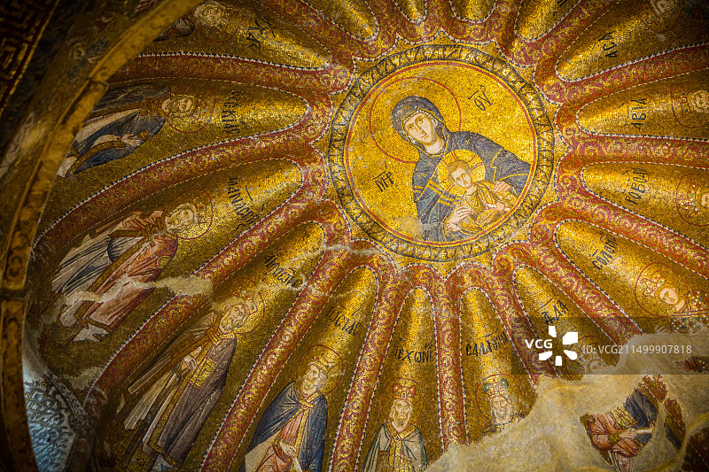 土耳其伊斯坦布尔Chora圣救世主教堂内的壁画/马赛克图片素材