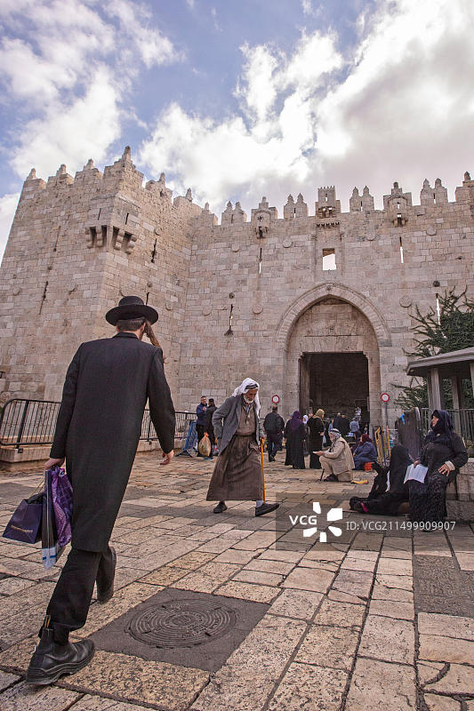 耶路撒冷老城的大马士革门图片素材