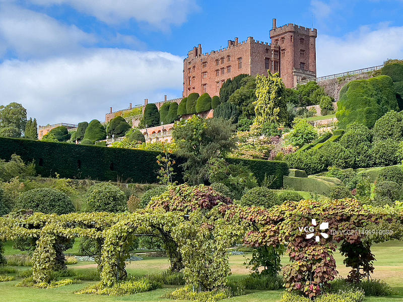 波伊斯城堡：位于威尔士波伊斯威尔士浦附近的中古城堡、堡垒和大型乡村别墅图片素材