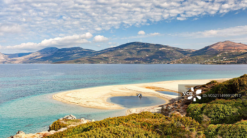 希腊埃维亚岛马尔马里的梅加利阿莫斯海滩图片素材