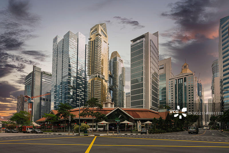 新加坡市场建筑全景，2020年1月图片素材