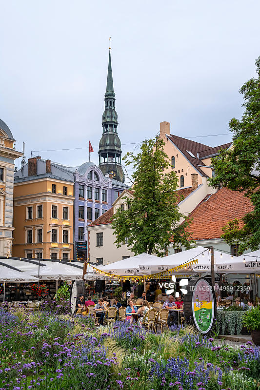 里加利沃广场和圣彼得教堂，联合国教科文组织世界遗产，拉脱维亚，欧洲图片素材