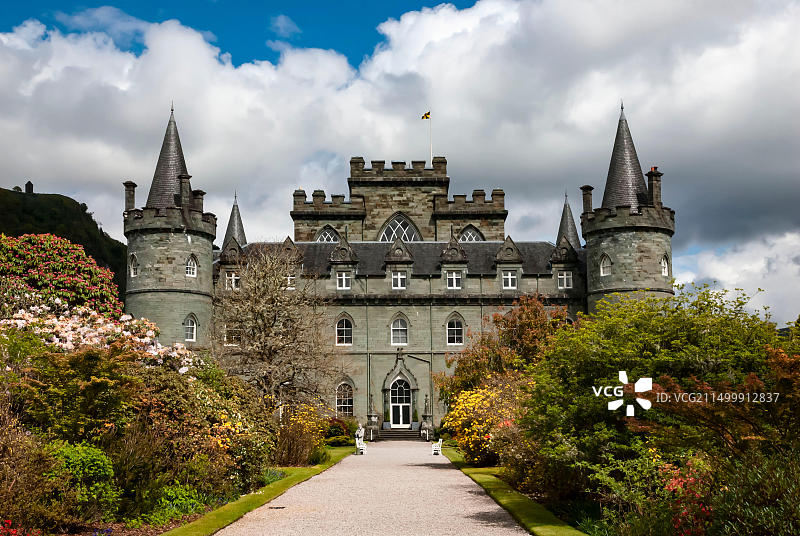 因弗拉里城堡和花园，坎贝尔家族所在地，阿盖尔，苏格兰，英国，欧洲图片素材