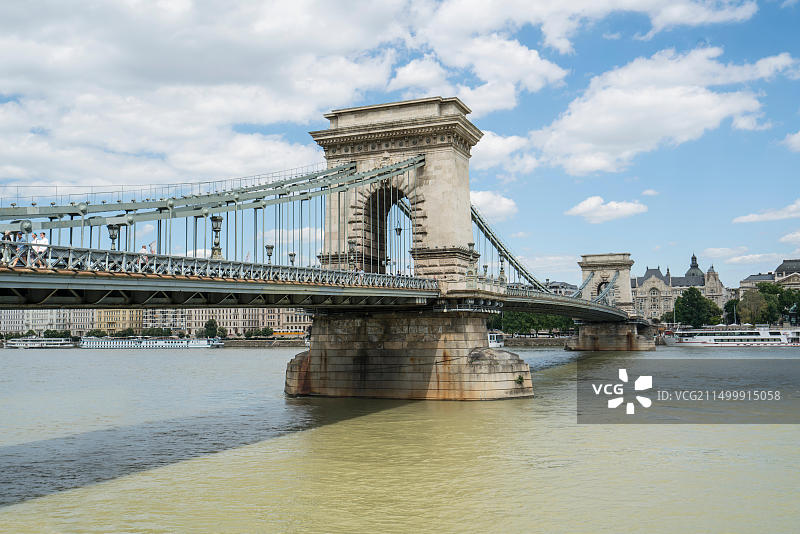 匈牙利布达佩斯多瑙河上的链子桥图片素材