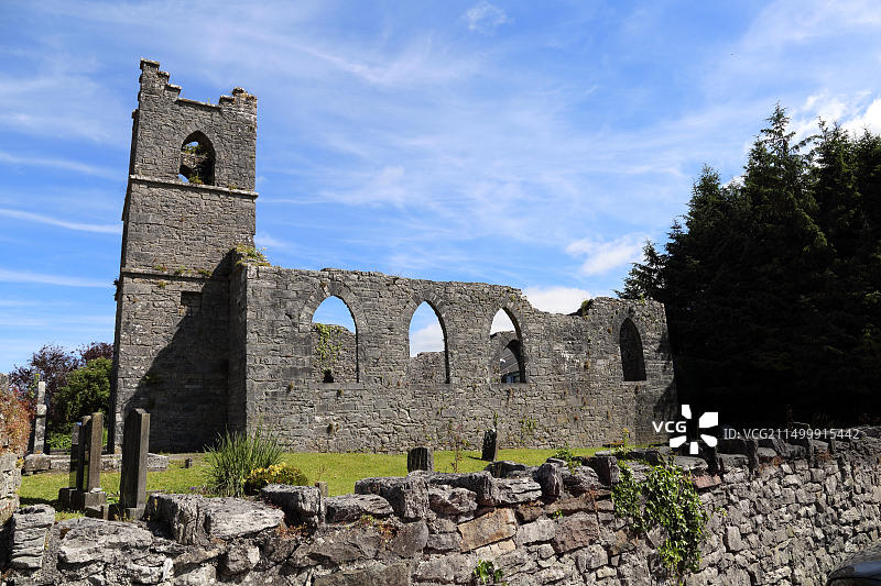 康格修道院：位于爱尔兰戈尔韦郡和梅奥郡边界的历史遗址图片素材