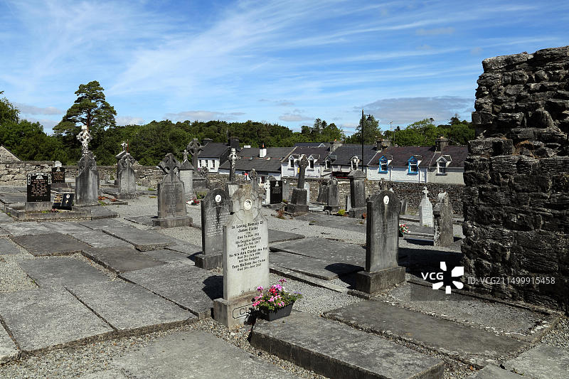 康格修道院：位于爱尔兰戈尔韦郡和梅奥郡边界的历史遗址图片素材