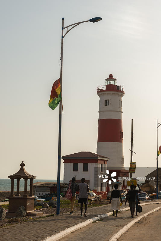 詹姆斯敦灯塔，加纳阿克拉詹姆斯敦渔村，西非图片素材