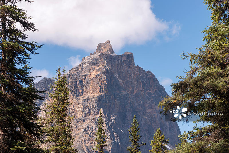 从贾斯珀国家公园的汤金谷步道眺望奥德霍恩山图片素材