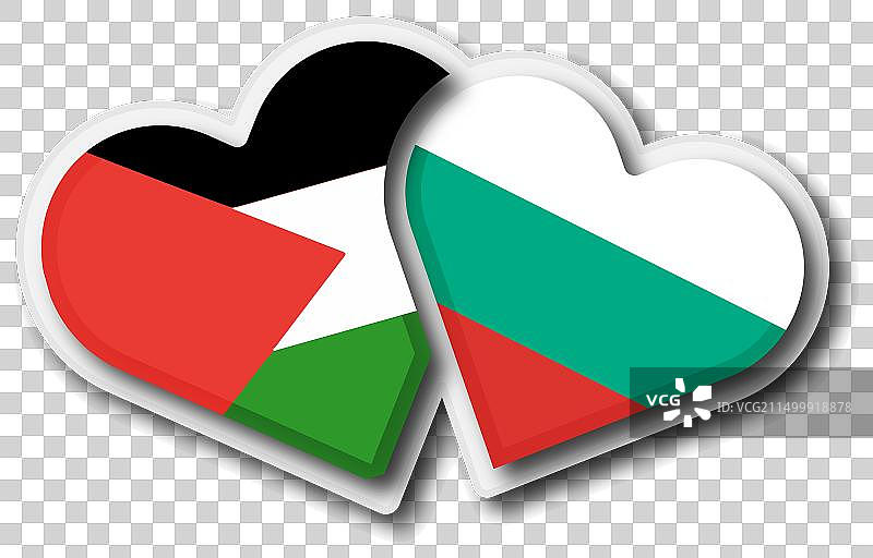 巴勒斯坦对比利时国旗心形图案图片素材