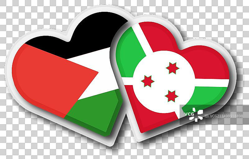 巴勒斯坦与布隆迪旗帜心形图案图片素材