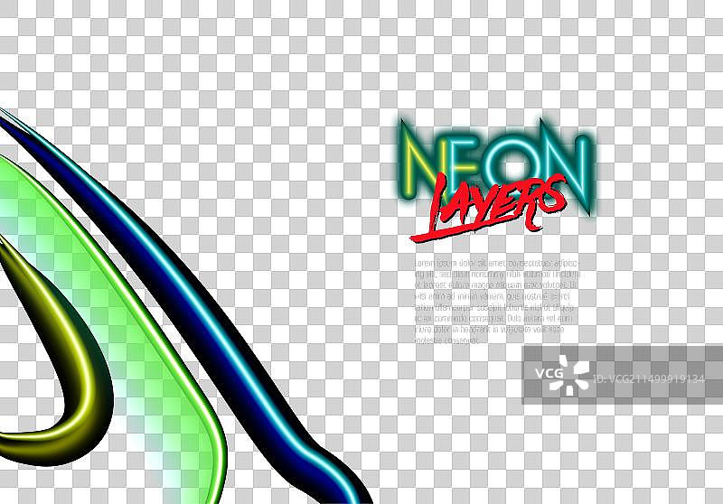 80年代风格霓虹玻璃层叠带反射图片素材