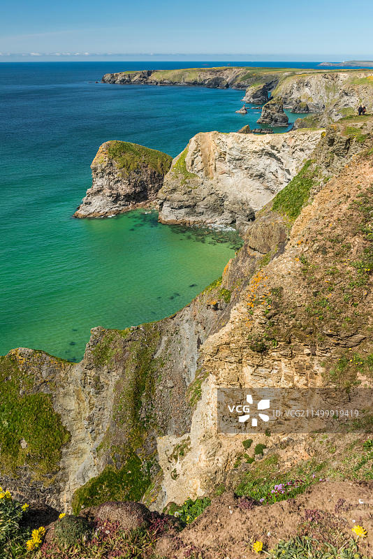 英格兰康沃尔郡贝德鲁坦阶梯的壮丽北康沃尔海岸图片素材