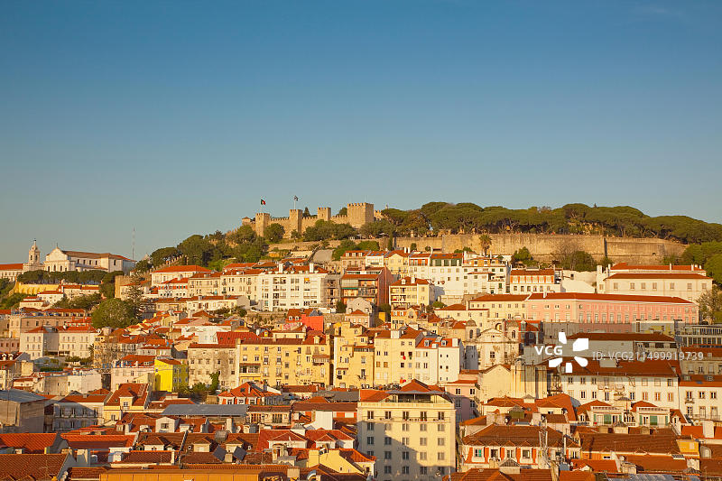葡萄牙里斯本圣乔治城堡日落景色图片素材