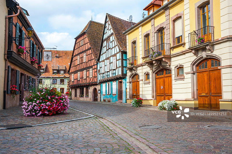 法国阿尔萨斯凯恩茨海姆村庄风光图片素材