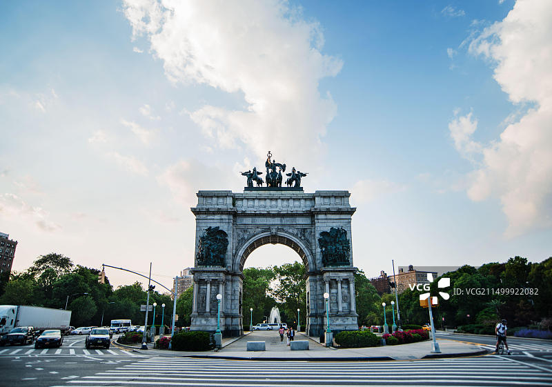纽约市布鲁克林区展望公园的士兵和水手纪念拱门，陆军广场图片素材