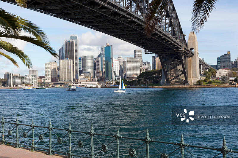 从悉尼海港大桥水面拍摄的城市及海港景观图片素材