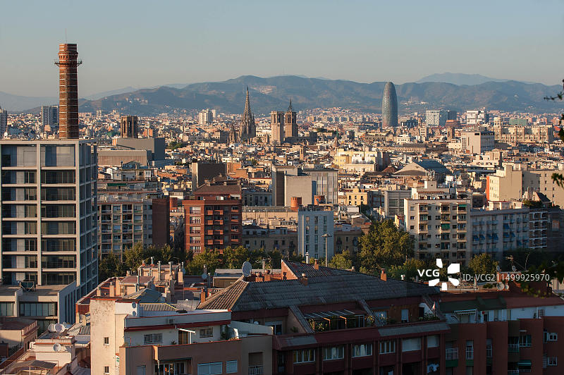西班牙加泰罗尼亚巴塞罗那蒙特惠奇城市景观图片素材