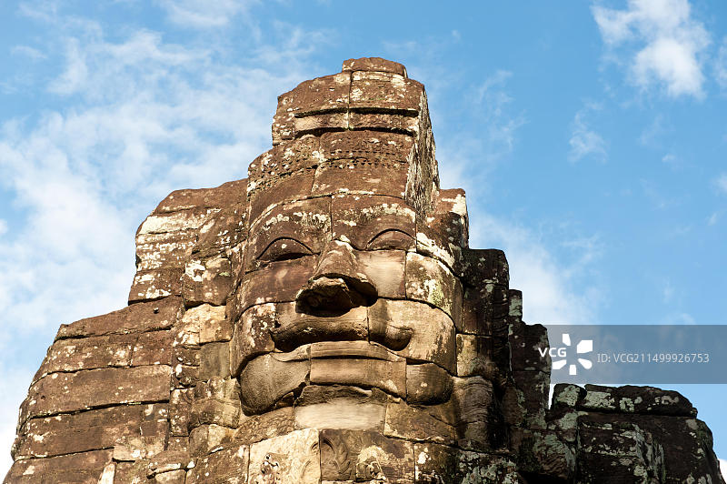 暹粒吴哥通王城巴戎寺石像面容图片素材