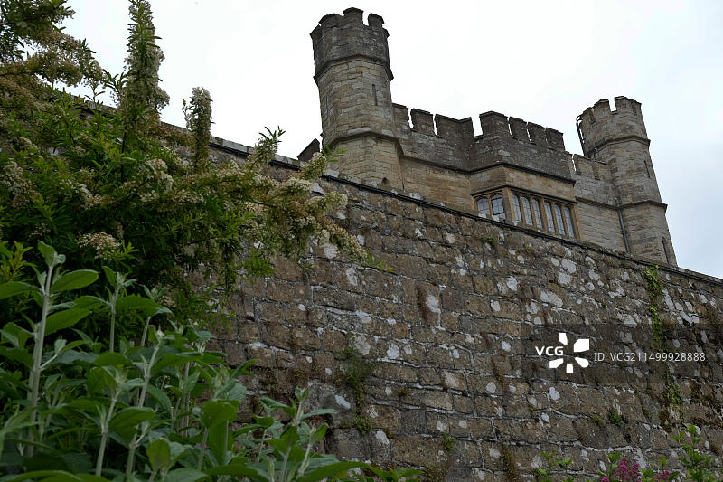 肯特利兹城堡的砖石墙上方城墙图片素材