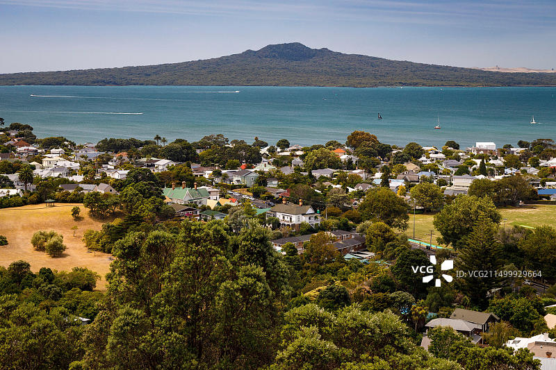 奥克兰朗伊托托岛风景保护区海峡景色，新西兰图片素材