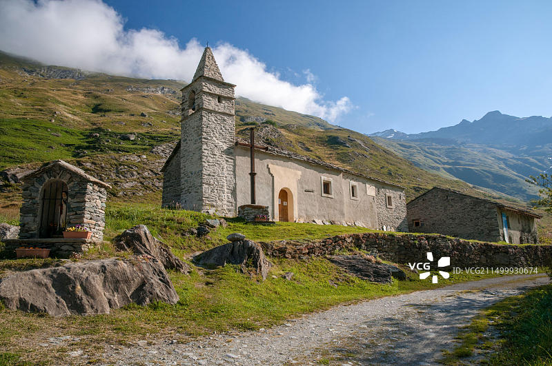 Averole村的圣皮埃尔教堂，Bessans，上莫里安，法国图片素材