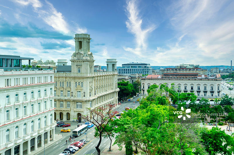 古巴哈瓦那城市天际线航拍图片素材