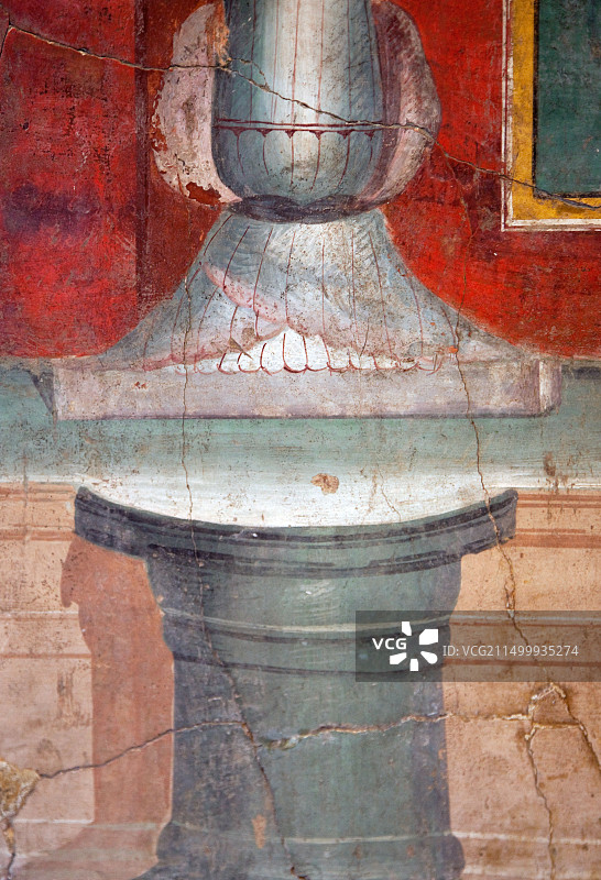 意大利那不勒斯国家考古博物馆：来自赫库兰尼姆的绿色单色设计镶板图片素材