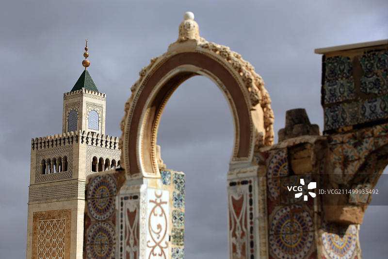 从屋顶看到的突尼斯古镇图片素材