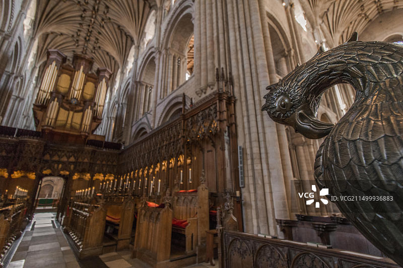 诺维奇大教堂美丽的彩色玻璃窗全景图片素材