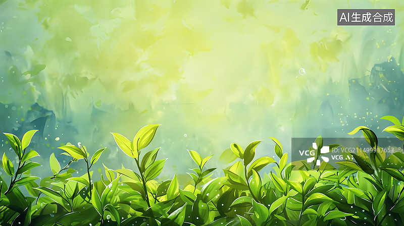 【AI数字艺术】茶叶种植园茶文化插画图片素材