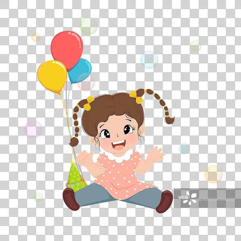 六一儿童节女孩开心拿气球吹泡泡图片素材