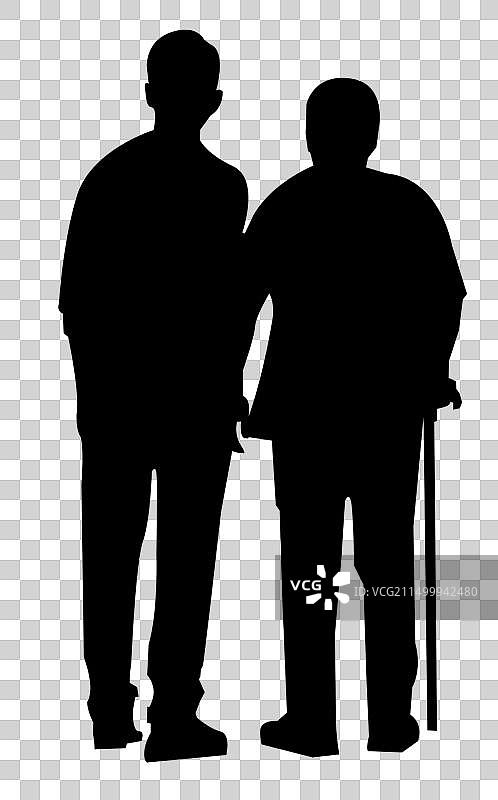 相濡以沫的两个老人背影元素图片素材