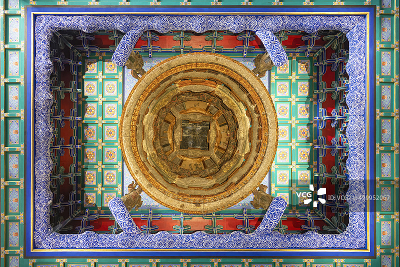 北京古代建筑博物馆先农坛太岁殿隆福寺万善正觉殿明间藻井图片素材