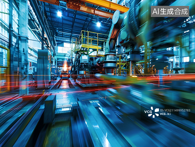 【AI数字艺术】工厂里的流水线机器生产加工制造特写镜头图片素材