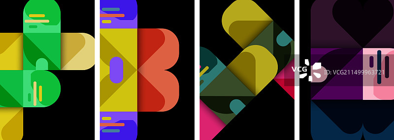 彩色几何设计的鲜艳拼贴图片素材