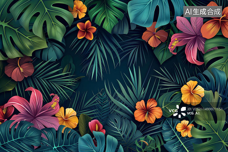 【AI数字艺术】热带雨林植物图片素材