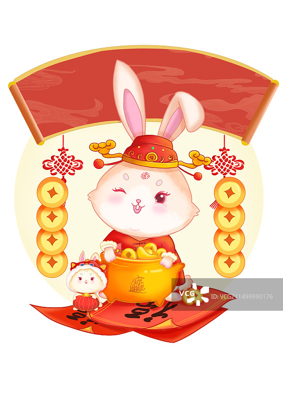 招财进宝财神兔图片素材