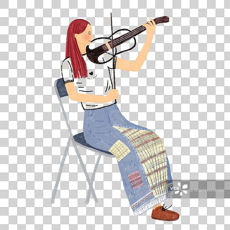 拉小提琴的女孩图片素材