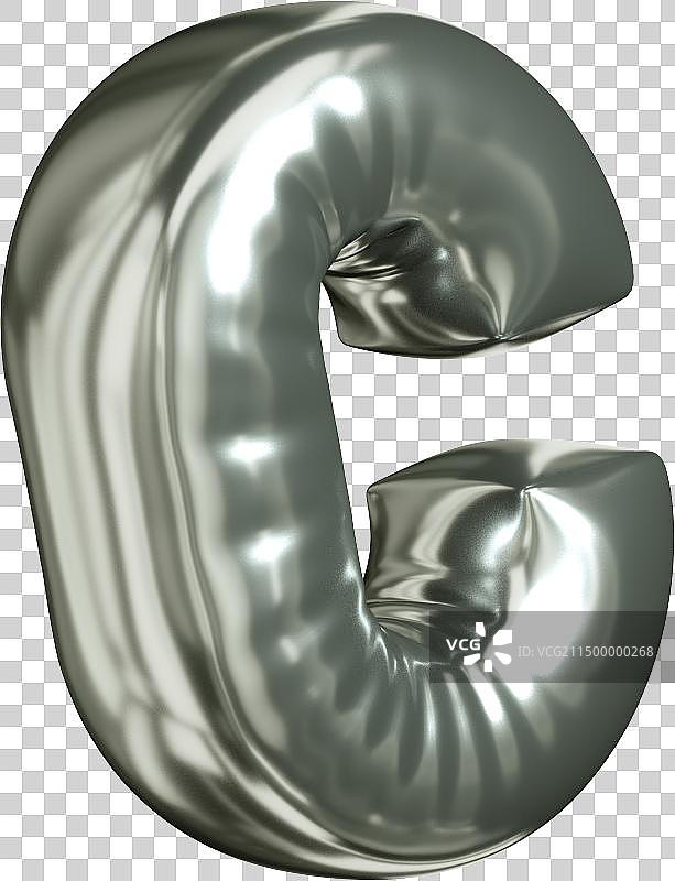 逼真的3d字体金属质感立体气球字母C图片素材