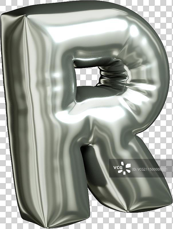 逼真的3d字体金属质感立体气球字母R图片素材
