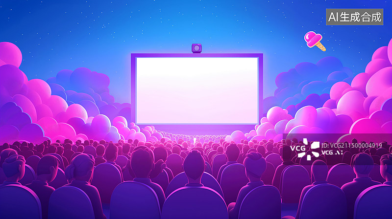 【AI数字艺术】电影院题材，观看影片图片素材