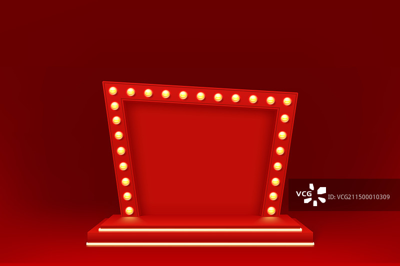 红色复古灯光舞台，方形楼梯图片素材