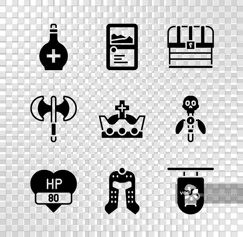 药水瓶纸牌游戏箱子套装图片素材