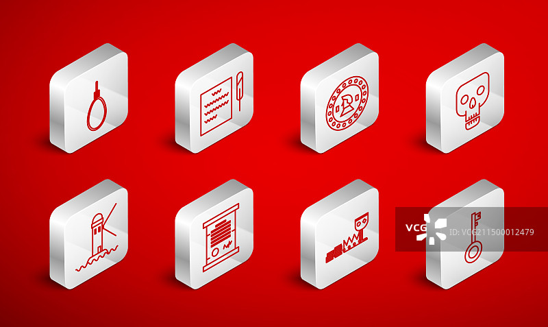 海盗钥匙、羽毛笔与卷轴硬币图片素材