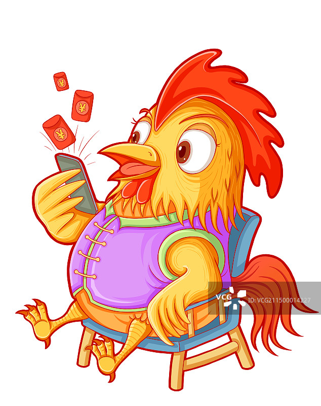开心领红包的小公鸡图片素材