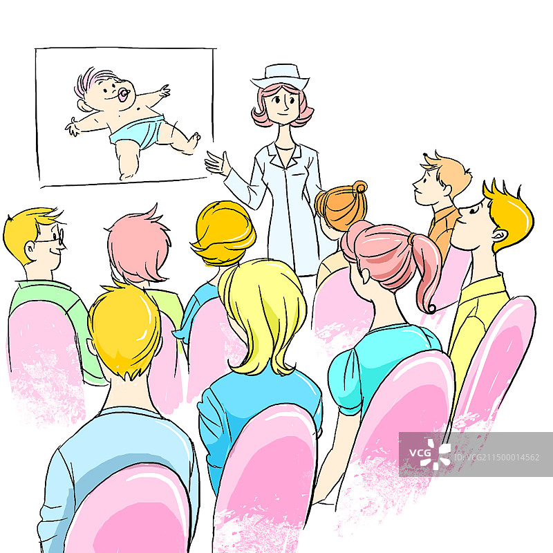 新手妈妈和新手爸爸，一起听新生儿科普讲座图片素材