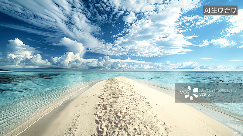 【AI数字艺术】清新夏日海滩假日度假图片素材