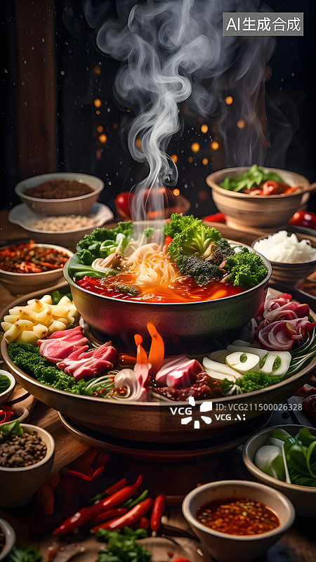 【AI数字艺术】卡通三维火锅寿喜烧锅素材图片图片素材